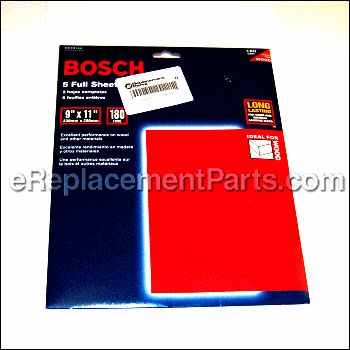 Sandpaper Sheets - 5 Pack, 180 Grit, 9 X 11 - SS1R180:Bosch