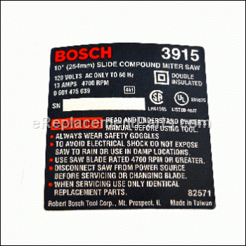 Nameplate - 2610991995:Bosch