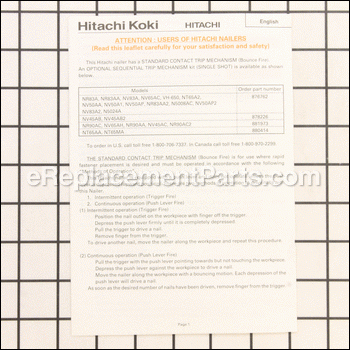 Leaflet - 882414:Metabo HPT (Hitachi)
