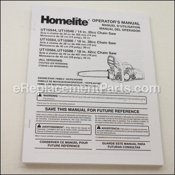 Operator's Manual (960404005) - 987000959:Homelite