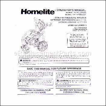 Operators Manual - 988000369:Homelite