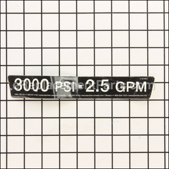 3000 Psi-universal Plate Label - 9.138-398.0:Karcher