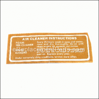 Decal: Air Cleaner - 2511307-S:Kohler