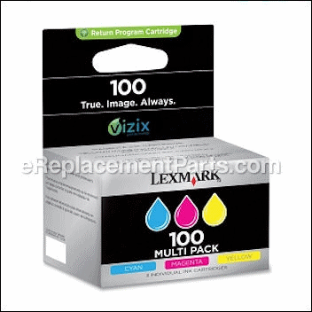 Three Pack 100 Color Return Program Ink Cartridge - 14N0685:Lexmark