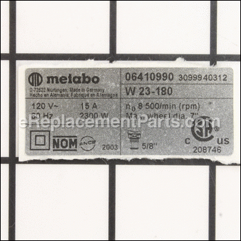 Rating Plate - 338041810:Metabo