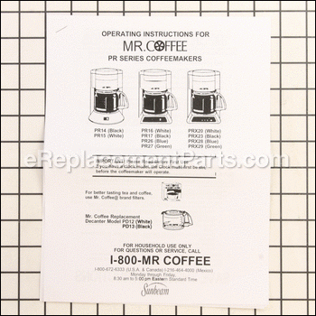 Instruction Book - 6494:Mr. Coffee