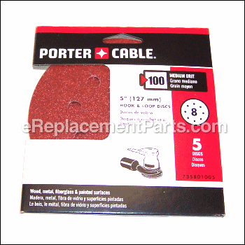 5-pack Hook And Loop 100-grit - 735801005:Porter Cable