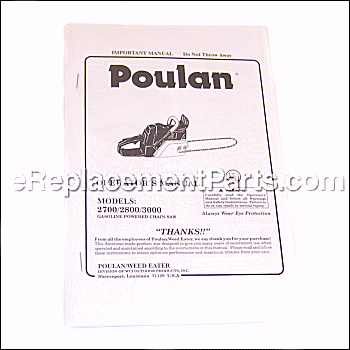 Manual-Model 2700,2800,3000 - 530068807:Poulan