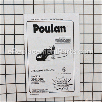 Manual-Model 3100,3300 - 530068956:Poulan