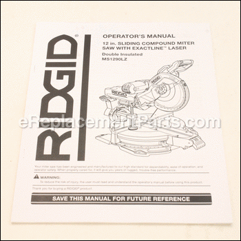 Operator's Manual - 983000579:Ridgid