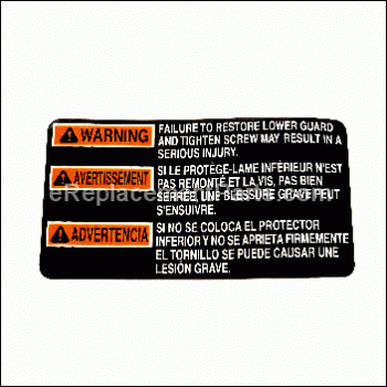 Upper Arm Warning Label - 503329000:Ridgid