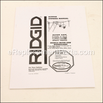 Owners Manual - SP6462:Ridgid