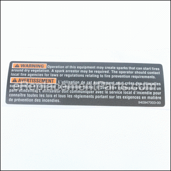 Combustion Warning Label (RDCA6800) - 940947003:Ridgid