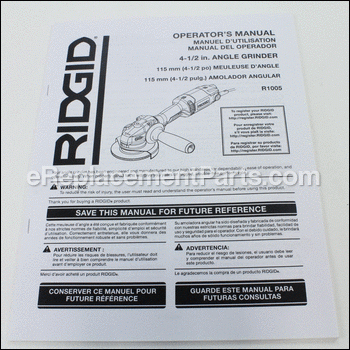 Operators Manual - 987000830:Ridgid
