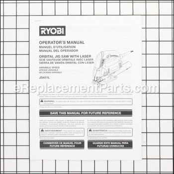 Operators Manual - 987000391:Ryobi