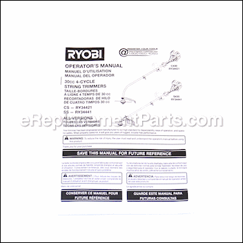 Operators Manual - 987000857:Ryobi