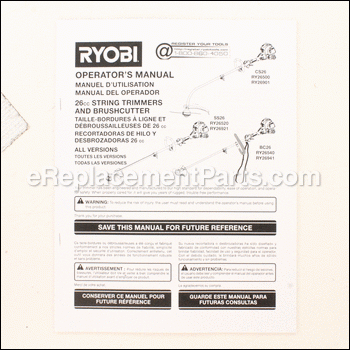 Operator's Manual - 987000426:Ryobi