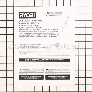 OperatorS Manual - 988000836:Ryobi
