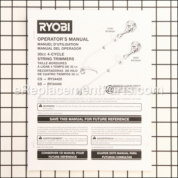 Operators Manual - 987000405:Ryobi
