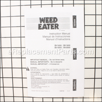 Operator Manual - 530087688:Weed Eater