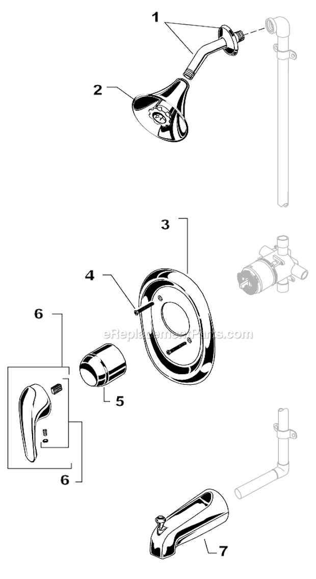 American Standard T480.508 Seva Bath / Shower Trim Kit Page A Diagram