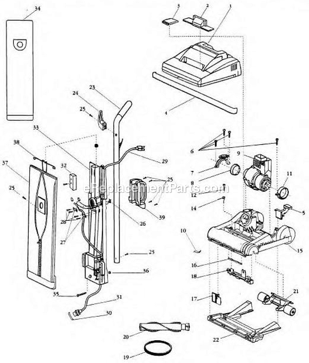 Bissell 3510-W Power Partner Upright Page A Diagram