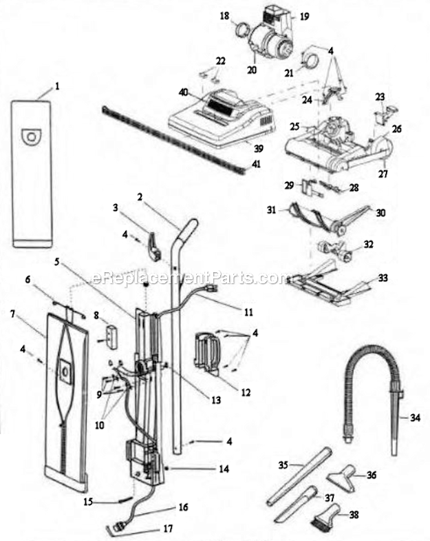 Bissell 3512-9 Upright Vacuum Page A Diagram