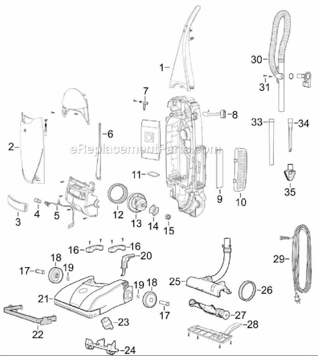 Bissell 3525 PowerForce Upright Page A Diagram
