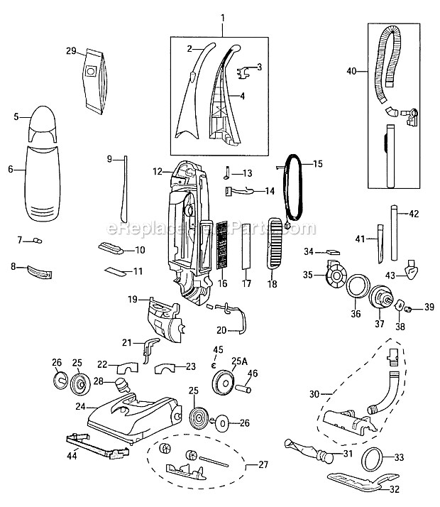 Bissell 3545-1 Powerglide Upright Vacuum Page A Diagram