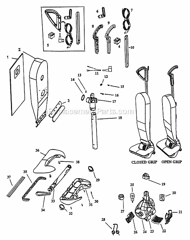 Bissell 3560 ProLite Upright Vacuum Page A Diagram