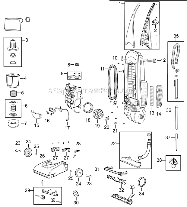 Bissell 3574 Cleanview II Upright Vacuum Page A Diagram