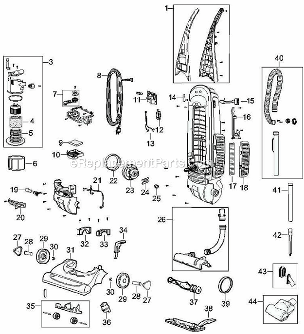Bissell 3594 Cleanview Bagless Upright Page A Diagram