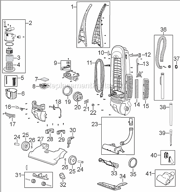 Bissell 35952 Cleanview Bagless Upright Vacuum Page A Diagram