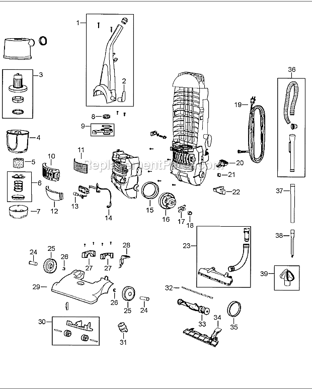 Bissell 6579 Powerforce Cleaners Bagless Upright Vacuum Page A Diagram