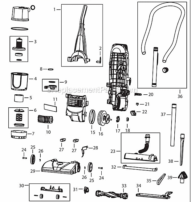 Bissell 6583 Powerforce Bagless Upright Vacuum Page A Diagram