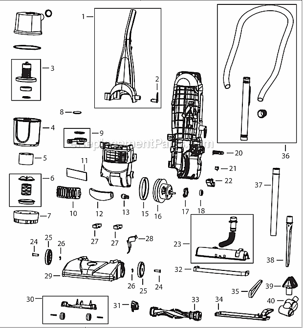 Bissell 6585 Powerforce Turbo Bagless Upright Vacuum Page A Diagram