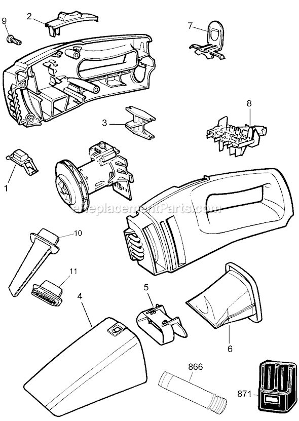 Black and Decker 11268 Type 1 Cordless Vacuum Page A Diagram