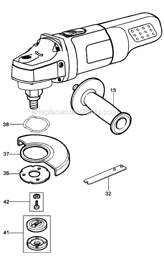 Black and Decker 11650 Type 1 4In Straight Angle Grinder Page A Diagram
