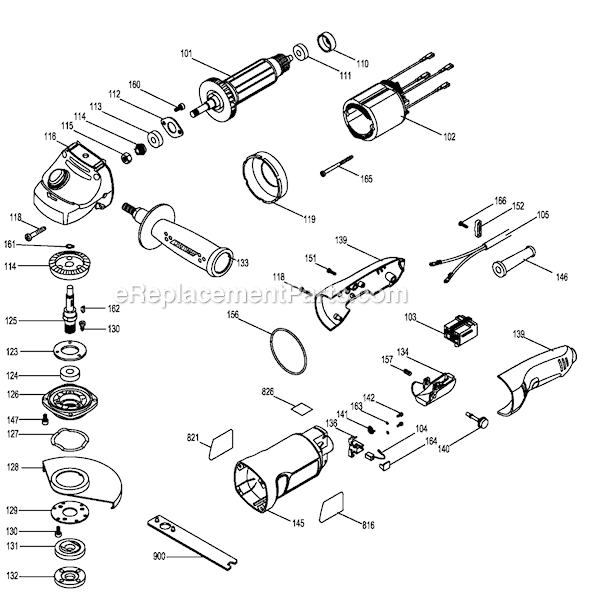 Black and Decker 11651 Type 2 4-1/2 Small Angle Grinder Page A Diagram