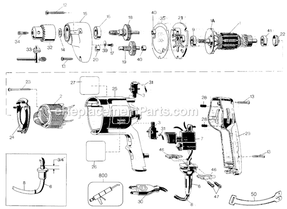 Black and Decker 1172-10 Type 2 3/8 VR/HD/DI Holgun 120 Volt Page A Diagram