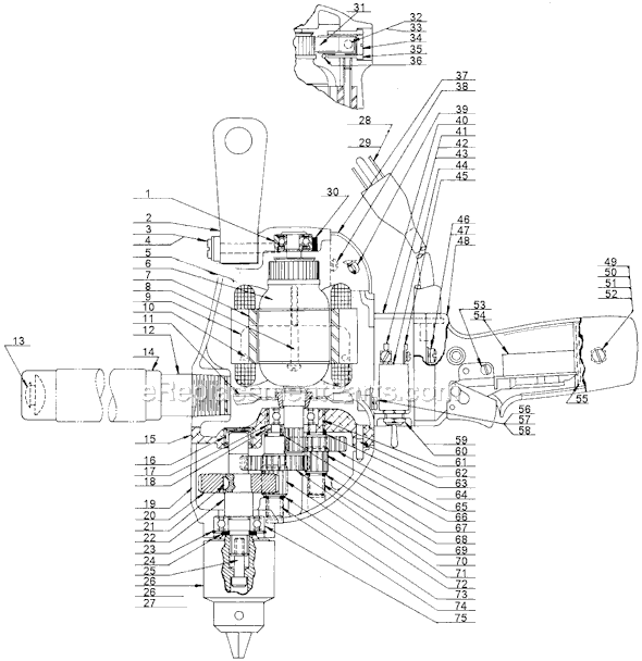 Black and Decker 1321 Type 3 1/2" Heavy Duty Reversing Drill Page A Diagram