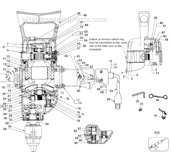 Black and Decker 1330 Type 4 5/8 SDR Drill 450 RPM Page A Diagram