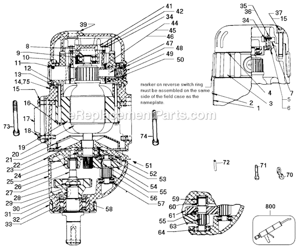 Black and Decker 1405-96 Type 3 Drill Motor Page A Diagram