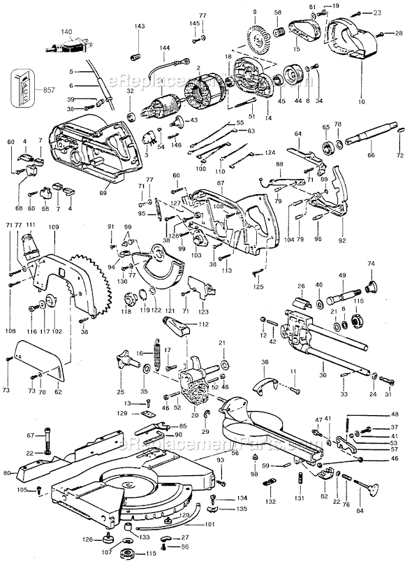 Black and Decker 1707 Type 4 Cross-Cut Miter Saw Page A Diagram