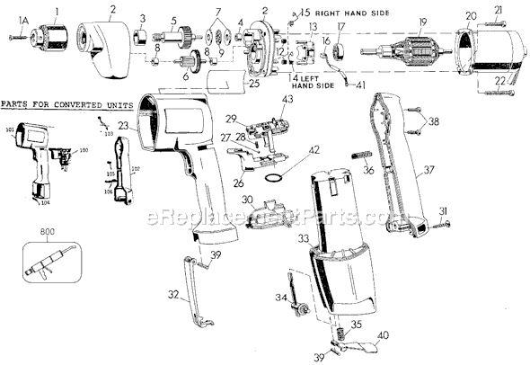Black and Decker 1921 Type 2 Professional Cordless 3/8 Reversible Drill Page A Diagram