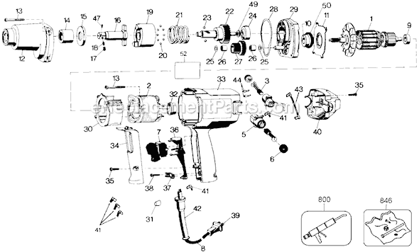 Black and Decker 2214 Type 100 1/2 Impact Wrench Page A Diagram
