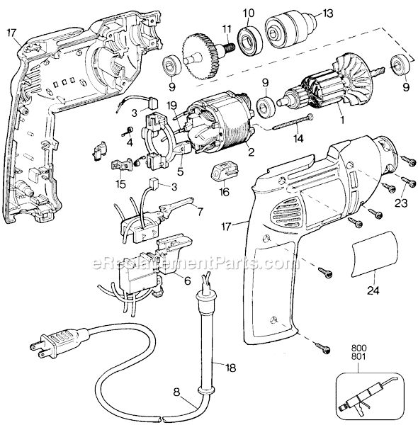 Black and Decker 22867 Type 2 Keyless Drill Page A Diagram