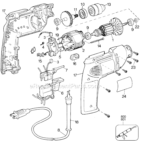Black and Decker 22867 Type 3 Keyless Drill Page A Diagram