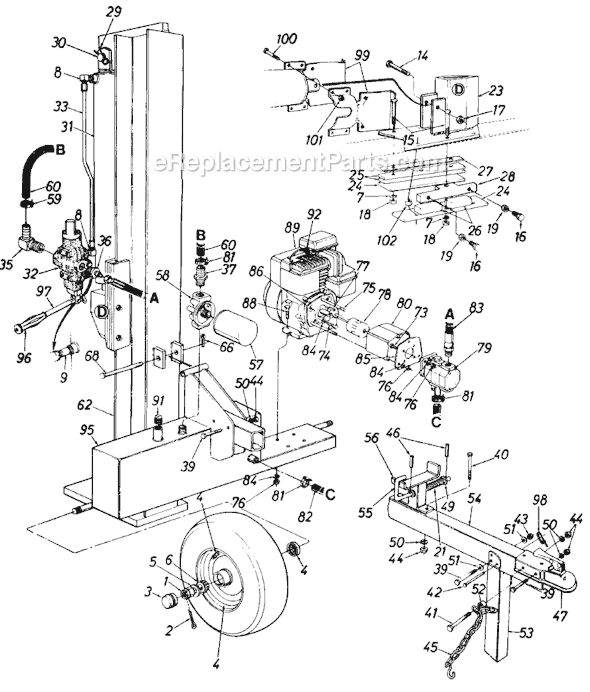 MTD 241-521-000 (1991) Log Splitter Page A Diagram