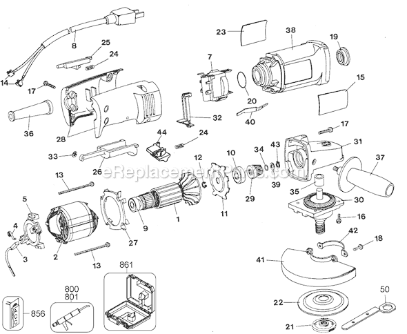 Black and Decker 24646 Type 1 4 1/2 Small Angle Grinder Page A Diagram